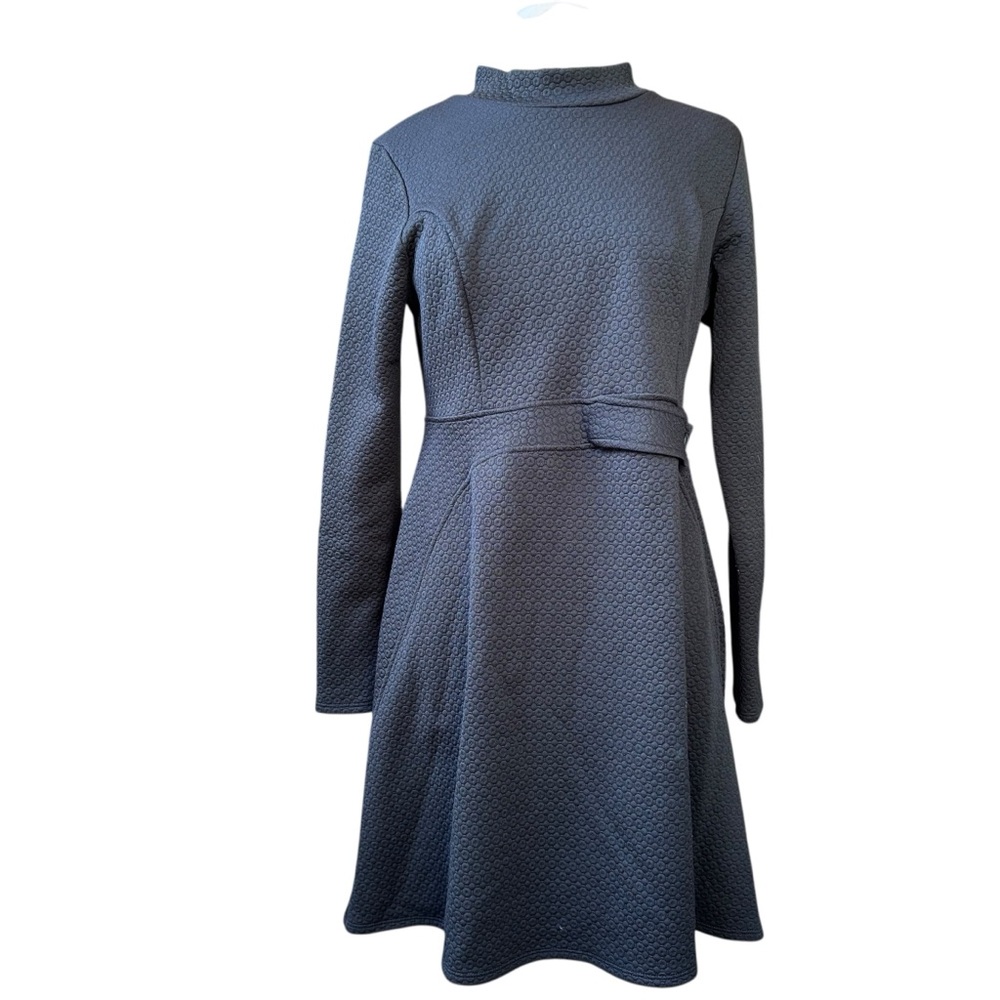 MODCLOTH Fervour Long Sleeved Jacquard Dress Black Womens Sz XL Mock Turtleneck - Picture 1 of 5